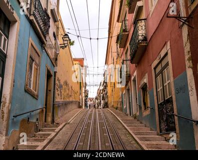 Famosa funicolare di Bica (Elevador da Bica) Foto Stock