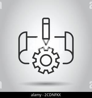 Icona del prototipo in stile appartamento. Startup illustrazione vettoriale bianco su sfondo isolato. Sviluppo di un modello di concetto di business. Illustrazione Vettoriale