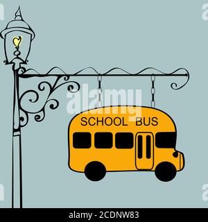 Segno Vintage school bus stop Foto Stock