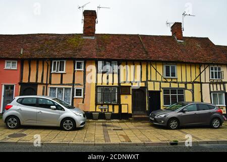 Vecchi edifici in legno a Hadleigh, Suffolk, Regno Unito Foto Stock