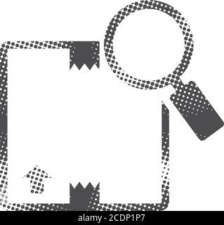 Icona di tracciamento dei pacchi in stile mezzitoni. Illustrazione vettoriale in bianco e nero. Illustrazione Vettoriale