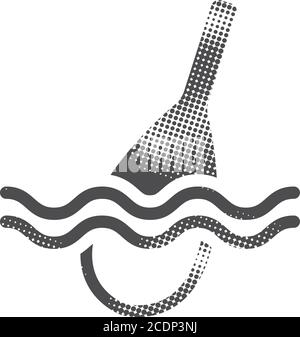 Icona di galleggiamento pesca in stile mezzitoni. Illustrazione vettoriale in bianco e nero. Illustrazione Vettoriale