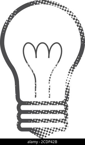 Icona della lampadina in stile mezzitoni. Illustrazione vettoriale in bianco e nero. Illustrazione Vettoriale