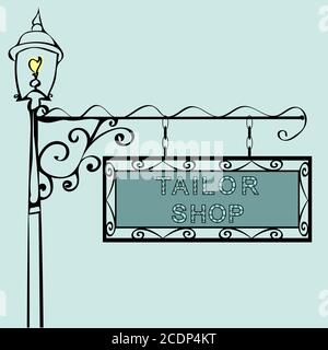 Sartoria retro vintage strada segno Foto Stock