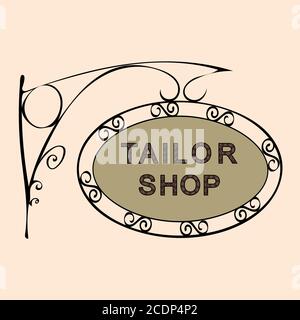 Sartoria retro vintage strada segno Foto Stock