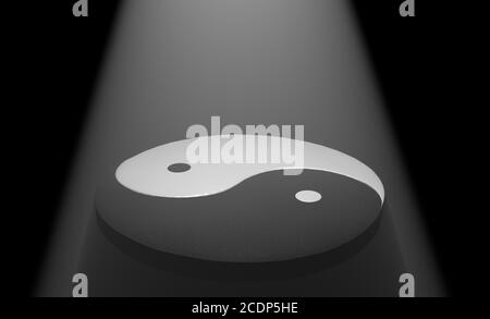 Yin Yang 3d illustrazione in luce antinebbia Foto Stock