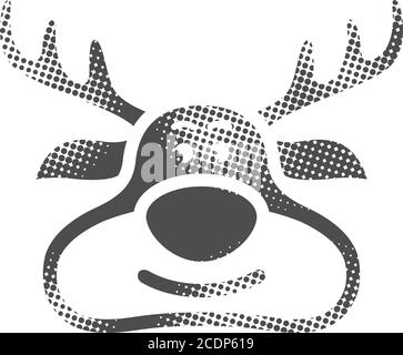 Renna l'icona dell'alce in stile mezzitoni. Illustrazione vettoriale in bianco e nero. Illustrazione Vettoriale
