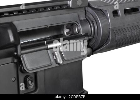 Camera su un AR-15 che non ha un tondo inserito Foto Stock