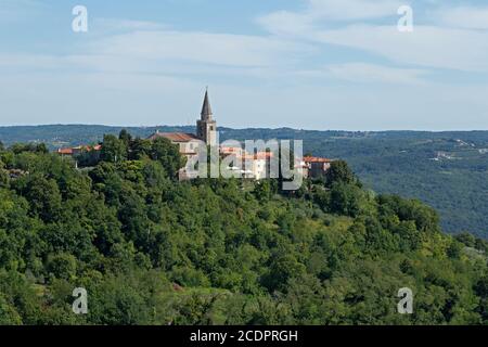 Vista della città, Groznjan, Istria, Croazia Foto Stock