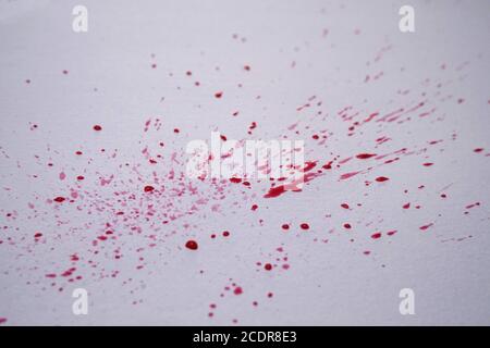 Spruzzi di vernice rossa Foto Stock