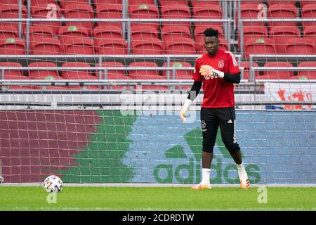 Amsterdam, Paesi Bassi. 29 Agosto 2020. AMSTERDAM, 29-08-2020, Johan Cruijff Arena football, amichevole testmatch, Stagione 2020-2021, Ajax - Eintracht Francoforte, Andre Onana Credit: Pro Shots/Alamy Live News Foto Stock