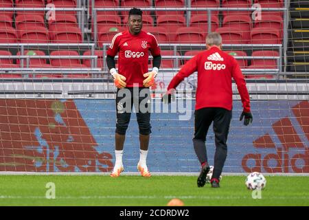 Amsterdam, Paesi Bassi. 29 Agosto 2020. AMSTERDAM, 29-08-2020, Johan Cruijff Arena football, amichevole testmatch, Stagione 2020-2021, Ajax - Eintracht Francoforte, Andre Onana Credit: Pro Shots/Alamy Live News Foto Stock