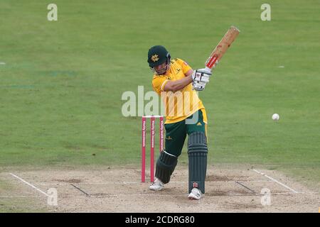 CHESTER LE STREET, INGHILTERRA. AGOSTO Chris Nash of Notts batte durante la partita Vitality Blast T20 tra il Durham County Cricket Club e il Nottinghamshire a Emirates Riverside, Chester le Street sabato 29 agosto 2020. (Credit: Mark Fletcher | MI News) Credit: MI News & Sport /Alamy Live News Foto Stock