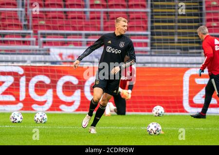 Amsterdam, Paesi Bassi. 29 Agosto 2020. AMSTERDAM, 29-08-2020, Johan Cruijff Arena football, amichevole testmatch, Stagione 2020-2021, Ajax - Eintracht Francoforte, Perr Schuurs Credit: Pro Shots/Alamy Live News Foto Stock