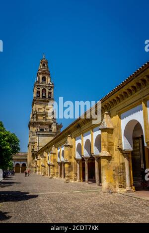 Campanile della Moschea-Cattedrale, la Mezquita a Cordova, Andalusia, Spagna, Europa Foto Stock