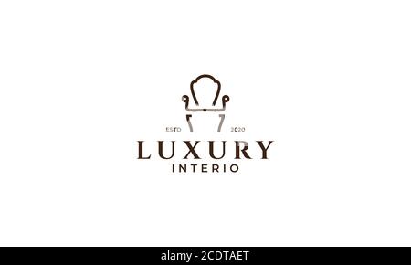 design con logo per interni con mobili da sedia di lusso Illustrazione Vettoriale