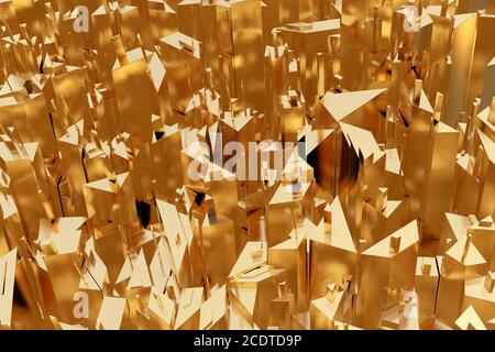 Sfondo astratto della città d'oro. Illustrazione 3d Foto Stock