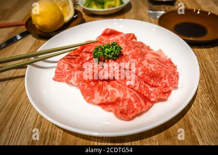 Kobe wagyu fette di manzo Foto Stock