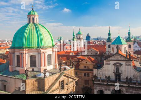 Vista aerea di Praga, Repubblica Ceca Foto Stock