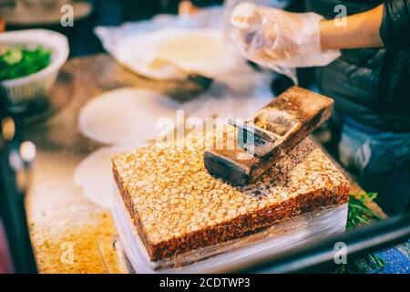 Rotolo di gelato alle arachidi di taiwan snack Foto Stock