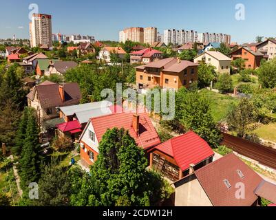 Vista del villaggio vicino Mosca dall'alto, Russia Foto Stock