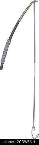 canna da pesca illustrazione isolata su uno sfondo bianco in stile cartone animato. Elemento di progettazione Illustrazione Vettoriale