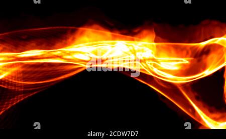 Abstract fumo rosso fuoco su sfondo nero. Ondulati uno sfondo elegante per il tuo design e arte Foto Stock