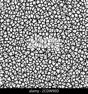 Nero e bianco senza giunture motivo scuro di difficoltà. Effetto inchiostro caotico astratto. Punti, macchie, rumore, graffi, incrinature, sta Foto Stock