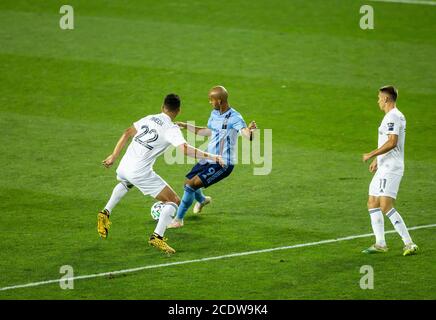 Harrison, NJ - 29 agosto 2020: Heber (9) di NYCFC controlla la palla durante la stagione regolare di MLS contro il Chicago Fire FC alla Red Bull Arena Foto Stock