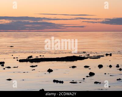 Il sole tramonta su Port Phillip Bay, Mount Eliza, Australia Foto Stock