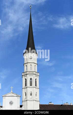 Chiesa di San Michele (Michaelerkirche) torre su Michaelerplatz a Vienna Foto Stock