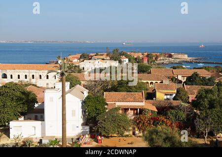 Senegal, l'isola di Goree era un tradizionale porto di schiavi e commerciali, dalle potenze coloniali d'Europa. E' una piccola cittadina di case storiche, con Foto Stock