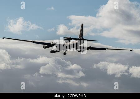 U2 atterrando a RAF Fairford Foto Stock