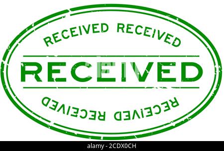 Grunge verde ricevuto parola ovale guarnizione di gomma stampigliata su bianco sfondo Illustrazione Vettoriale