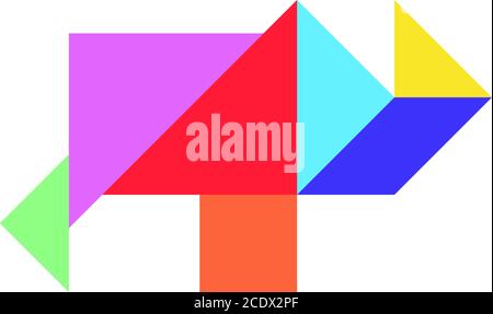 Colore tangram puzzle in rhinoceros forma su sfondo bianco Illustrazione Vettoriale