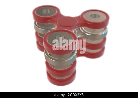 Colorful oro acciaio metallo fidget dito spinner stress collection, ansia rilievo giocattolo illustrazione 3d Foto Stock