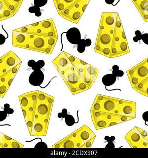 Modello senza cuciture con formaggio e topi Illustrazione Vettoriale