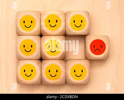 Emoji di buon umore e cattivo umore Foto Stock