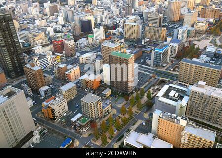 Vista aerea dello splendido paesaggio urbano moderno al mattino a Hamamatse, Shizuoka, Giappone. Foto Stock