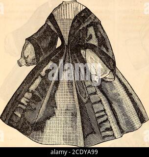 . Il libro della signora di Godey . Fig. 7.-tuta da passeggio in blu azzurro foulard de laine, rifinita con bottoni in seta blu e acciaio. Fig. 8.-vestito da passeggio di seta Havana, rifinito con ruche di Magenta e nastro nero. Fi?. 9. Fig. 9.-Abito bianco Marsiglia, intrecciato con treccia rossa, e rifinito con bottoni di corallo. 32* 386 godeys ladys libro e rivista. Fijj. 10.. Fig. 10.seta blu. •vestito di challie azzurro, rifinito con pieghe di Fig. N. Foto Stock