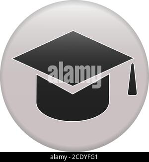 Graduazione nera cappuccio con grado isolato su sfondo bianco. Illustrazione Vettoriale