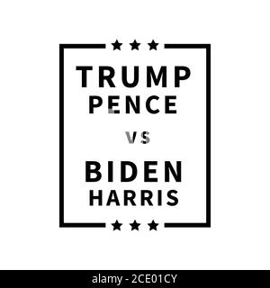Trump Pence vs Biden Harris Poster. Poster che raffigura le elezioni presidenziali statunitensi del 2020 Donald Trump e Mike Pence contro Joe Biden e Kamala Harris. VEC. EPS Illustrazione Vettoriale