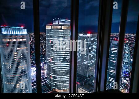 Vista notturna di Nagoya (da Sky Promenade) Foto Stock