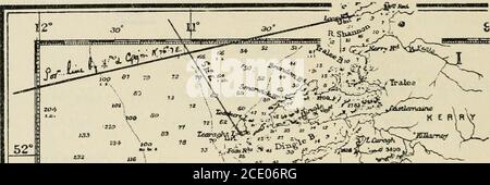 . Tabelle degli angoli-ora calcolati e della tabella azimuth di altitudine da 30N. A 30S. : tavole ex meridiane 60N. A 60S. E riduzioni calcolate e azimut di stelle luminose da 1 ora a 3 ore da Meridian / c da H.S. Blackburne . Westlands ex-Meridian Table forse usato, che dà un limite molto ampio. ESEMPI xlii NELL'USO DELLE TABELLE SOTTO IL POLO EX-MERIDIAN E LA POSIZIONE-LINEA 1910. - il mese di aprile, subito dopo il tramonto, alle 6h. 42 m. p.m., altitudine osservata di -;- a Cygni (Deneb)8° 46 W. di meridiano quando un cronometro indicava l'ora media a Greenwich 7 h. 34 m. 13 s.. Approximatelatitudine 52° N. e Lon Foto Stock