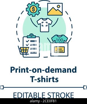 Icona di concetto delle T-shirt stampate su richiesta Illustrazione Vettoriale