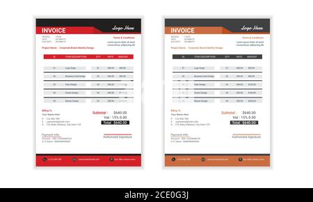 Progettazione di modelli di fatture aziendali moderni Illustrazione Vettoriale
