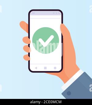 Schermo dello smartphone. La mano tiene lo smartphone. Illustrazione vettoriale. Illustrazione Vettoriale