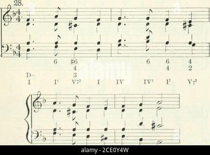 . Un trattato sull'armonia, con esercizi . r V V7 (JJ V7(^ i v2 i IV 1= V7 i LE INVERSIONI di V^ 97 27. W^ t=± -s*- 25*- -i-HH: ?r =P= 9II: /C? ^ lffi  -W^ -^- ±z2± 65 VT 6 S643 i V7= 5- n.- d=^: :=i -(2- :i -r =^ t=t=: 6 6 5 i V7 VI 8 7 V87. f=T=*?=F=^ 6 :^n4 :i V V7 i IV V. Foto Stock