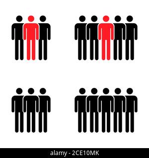 Raggruppamento persone raccolta icona piatta isolato su sfondo bianco. Simbolo del lavoro di squadra. Insieme di illustrazioni vettoriali di leadership . Illustrazione Vettoriale