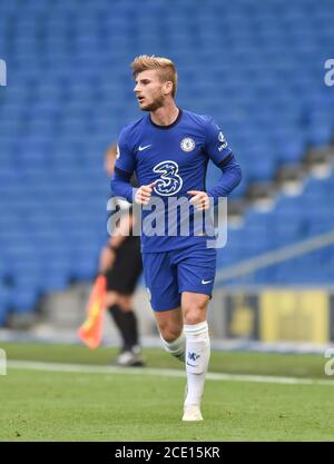 Timo Werner di Chelsea durante la partita pre-stagione tra Brighton e Hove Albion e Chelsea all'Amex Stadium di Brighton , 29 agosto 2020 . Foto Stock